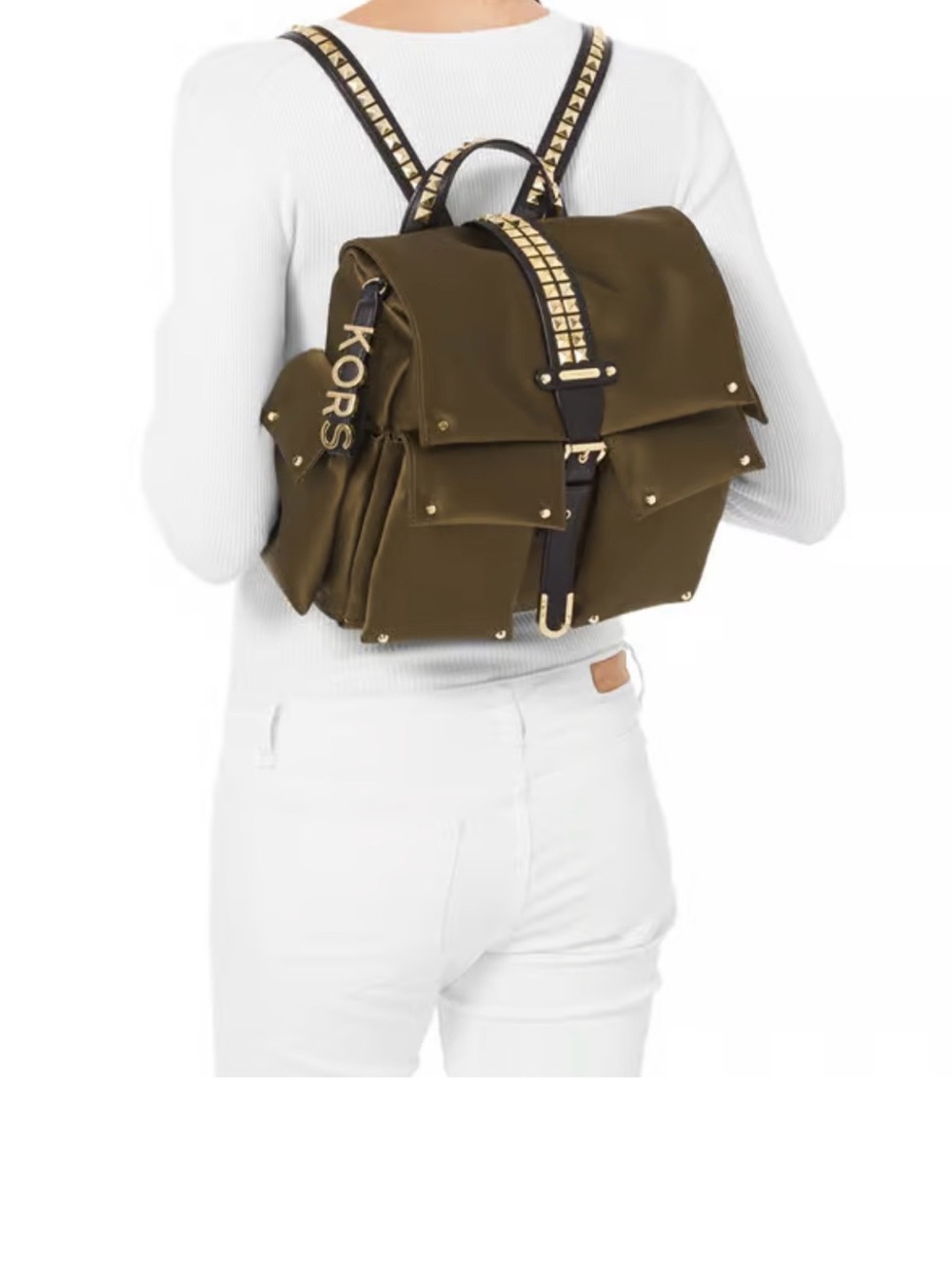 Michael Kors Olivia Medium Studded Top Handle Backpack - Picture 2 of 8